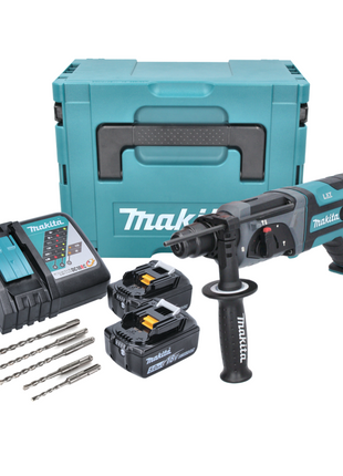 Makita DHR 241 RTJ Akku Bohrhammer 18 V 2,0 J SDS plus + 2x Akku 5,0 Ah + Ladegerät + 5 tlg. Bohrer Set + Makpac - Toolbrothers