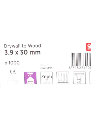 SENCO Gipskartonschraube auf Holz phosphatiert 3,9 x 30 mm 1000 Stk. ( 39A30MP ) Trockenbauschrauben