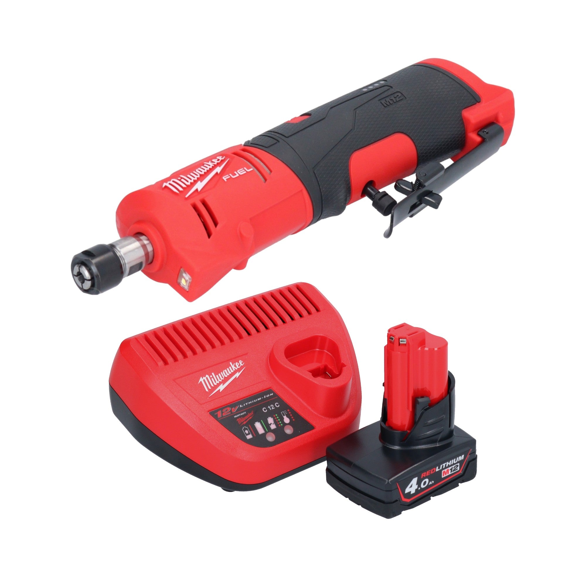 Milwaukee M12 FDGS 401 Akku Geradschleifer 12 V 6 8 mm Brushless 1x Akku 4 0 Ah Ladegeraet 0 - toolbrothers