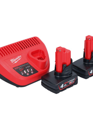 Milwaukee M12 FDGS-402 Akku Geradschleifer 12 V 6 / 8 mm Brushless + 2x Akku 4,0 Ah + Ladegerät