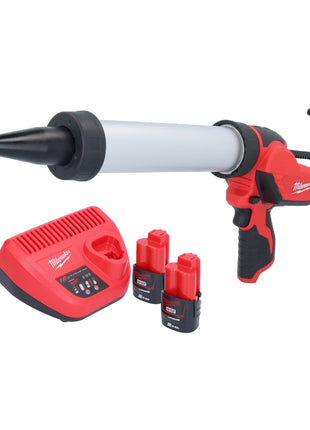 Pistola de cartuchos a batería Milwaukee M12 PCG/400A-202 12 V 400 ml + 2x baterías 2,0 Ah + cargador