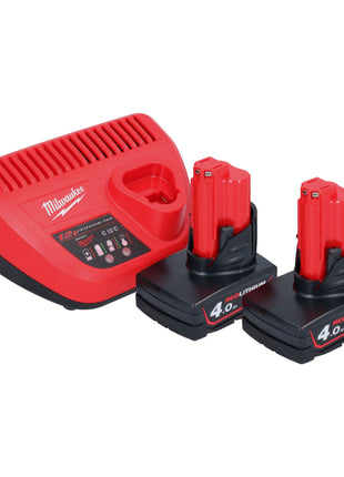 Milwaukee M12 PCG/400A-402 Akku Kartuschenpistole 12 V 400 ml + 2x Akku 4,0 Ah + Ladegerät