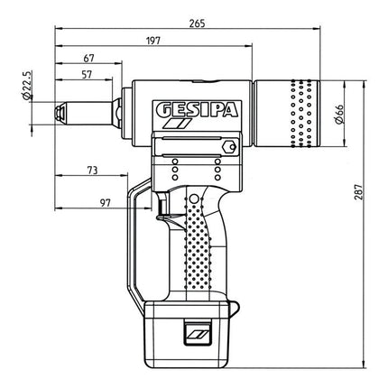 GESIPA AccuBird(R) utensile per l'impostazione di rivetti ciechi a 7 pezzi alimentato a batteria 10000 N ( 4000813080 )