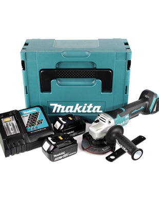 Makita DGA 458 RTJ Akku Winkelschleifer 18 V 115mm Brushless + 2x Akku 5,0Ah + Ladegerät + Makpac - Toolbrothers