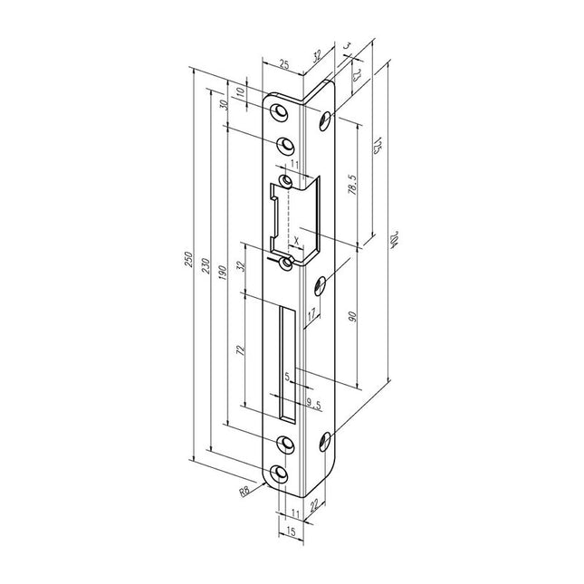 Frontale angolare di sicurezza ASSA ABLOY 069 Spessore 3 mm ( 3324034025 )