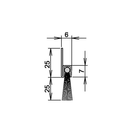 ATHMER Bürstentürdichtung Ferrobros FA 25-6 Länge 1250 mm Breite 6 mm ( 3327023017 )