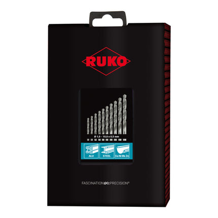 Set di punte elicoidali RUKO DIN 338 tipo N Ø nominale 1-10x0,5 mm ( 4000600879 )