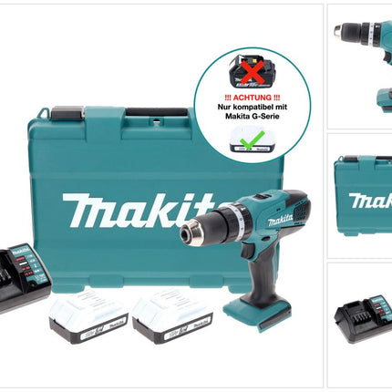 Makita HP 457 DWE Akku Schlagbohrschrauber 18 V 42 Nm + 2x Akku 1,5 Ah + Ladegerät + Koffer - Toolbrothers