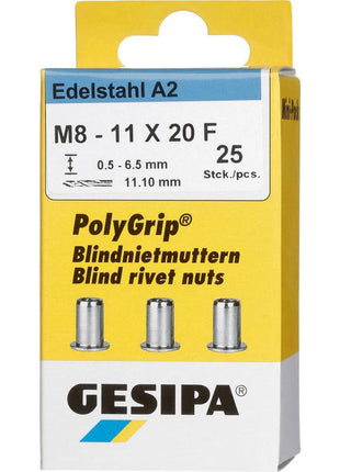 GESIPA Blindnietmutter PolyGrip® Nietschaft d x l 11 x 20 mm M8 ( 4000813831 )