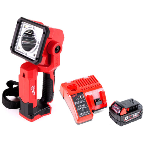 Milwaukee M18 SLED-501C LED Akku Handscheinwerfer mit 1250 Lumen + 1x 5,0 Ah Akku + Universal Ladegerät - Toolbrothers