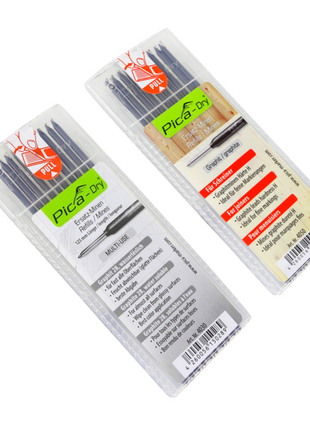 Pica DRY Ersatzminen Graphit Set Wassserlöslich Multi-Use 10 tlg. + Ersatzminen Graphit Härte H 10 tlg. - Toolbrothers