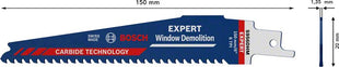 BOSCH Säbelsägeblatt Expert Window Demolition S 956 DHM Länge 150 mm Breite 6 mm ( 4000837427 )