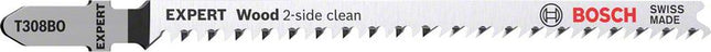 BOSCH Stichsägeblatt Wood 2-side clean T 308 BO Gesamtlänge 117 mm ( 4000837529 )