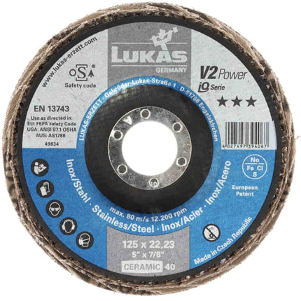 Disco lamellare LUKAS V2 POWER CER Ø 125 mm granulometria 40 piatta ( 4000840349 )