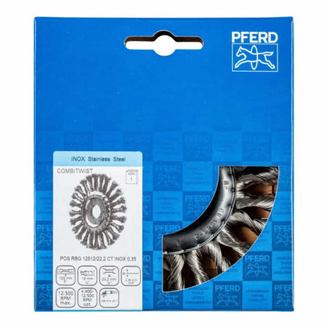 Cepillo redondo PFERD RBG 12512/22.2 CT INOX 0,35 Ø 125 mm espesor alambre 0,35 mm (4000841219)