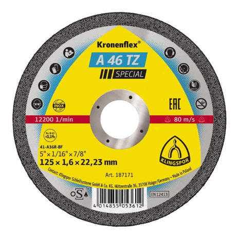 Disco da taglio KLINGSPOR A 46 TZ Special D125x1,6mm diritto ( 4000841487 )