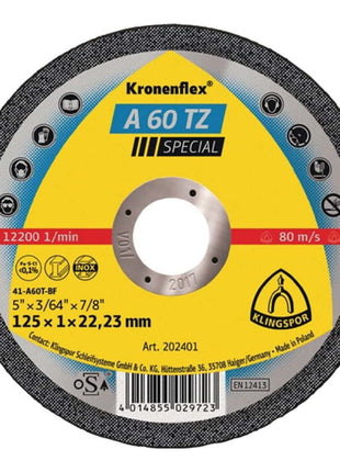 Disco de corte KLINGSPOR A 60 TZ Special D125x1mm recto (4000841493)