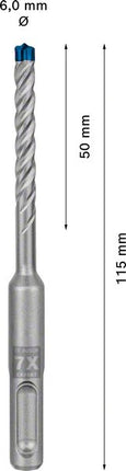 Wiertarka udarowa BOSCH Expert SDS-7X Ø 6 mm długość robocza 50 mm długość 115 mm ( 4000909969 )