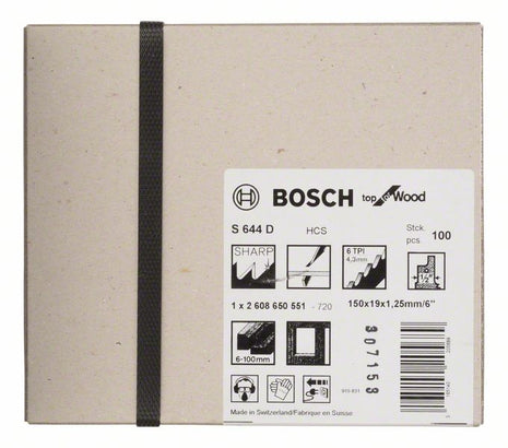 Lame de scie sabre BOSCH S 644 D longueur 150 mm largeur 19 mm ( 8000343831 )