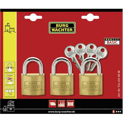 BURG-WÄCHTER Vorhangschloss-Set Trio 222 40 Bügelstärke 6 mm Bügelhöhe 22 mm ( 8000428780 )