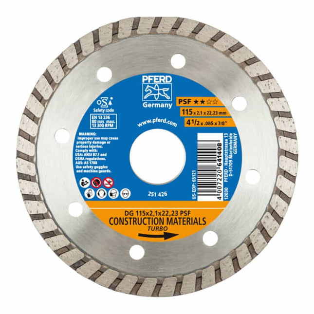 Disco diamantato PFERD DG PSF Ø 125 mm foro 22,23 mm ( 8000429386 )