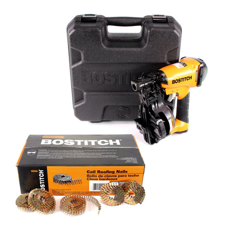 Bostitch RN46K-2-E Druckluft Dachpappnagler ST 19-45mm 4,8-7,0bar + 7200x Nägel 19mm + Koffer - Toolbrothers