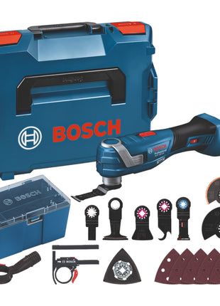 Bosch GOP 18V-34 Professional Cutter multifonctions sans fil 18 V Starlock Plus ( 06018G2002 ) + 17 pces accessoires + L-Boxx - sans batterie, sans chargeur