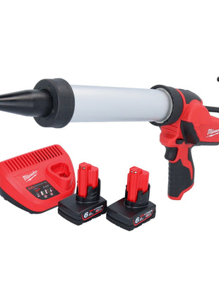 Pistola de cartuchos a batería Milwaukee M12 PCG/400A-602 12 V 400 ml + 2x baterías 6,0 Ah + cargador