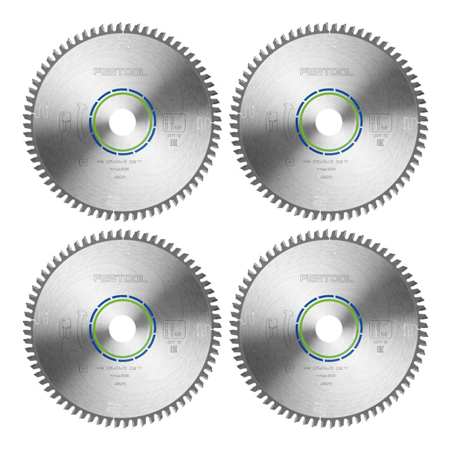 Festool HW 225x2,6x30 TF68 lama circolare alluminio / plastica 4 pezzi ( 4x 488291 ) 225 x 2,6 x 30 mm 68 denti per alluminio, metalli non ferrosi, plastica, PVC