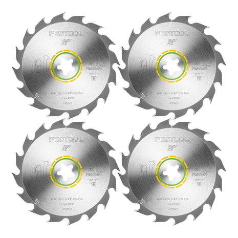 Hoja de sierra circular Festool HW 190x2,6 FF PW16 WOOD RIP CUT 4 piezas (4x 492049) 190 x 2,6 mm 16 dientes para cortes longitudinales en madera maciza siguiendo la veta