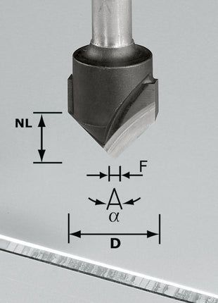 Festool HW S8 D18-90°/Alu V-Nutfräser ( 491444 ) für Oberfräsen