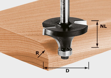 Fresa para redondear Festool HW S8 D20.7/R4 KL (491011) para OF 900, OF 1000, OF 1010, OF 1010 R, OF 1400, OF 2000, OF 2200