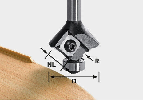 Insertos de fresado para redondear Festool S8 HW R2 D28 KL12.7 MFK (499809) para fresadora de cantos modular MFK 700 EQ/B-Plus