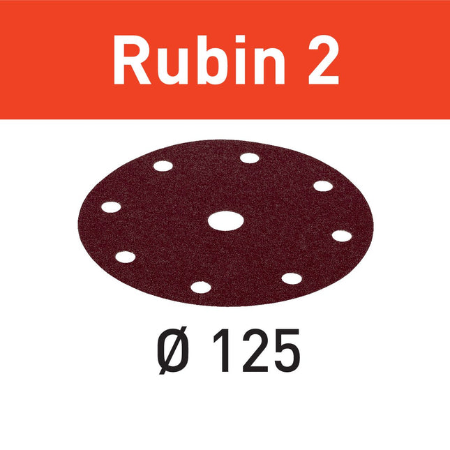 Festool STF D125/8 P100 RU2/50 Schleifscheibe Rubin 2 ( 499096 ) für RO 125, ES 125, ETS 125, ETSC 125, ES-ETS 125, ES-ETSC 125, ETS EC 125, LEX 125