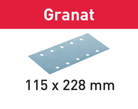 Festool STF 115x228 P100 GR/100 tiras de lija granate (499632) para RS 200, RS 2, RS 100, RS 100 C, RS 1, RS 1 C, HSK-A 115 x 226