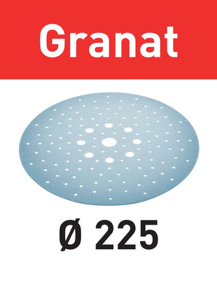 Disco de lijado Festool STF D225/128 P120 GR/5 granate (205666) para lijadoras de cuello largo PLANEX LHS 2 225 EQ(I), PLANEX 225 EQ, PLANEX LHS-E 225 easy, PLANEX LHS 2-M 225 EQ