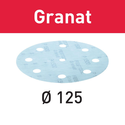 Festool STF D125/8 P1200 GR/50 Schleifscheibe Granat ( 497181 ) für RO 125, ES 125, ETS 125, ETSC 125, ES-ETS 125, ES-ETSC 125, ETS EC 125, LEX 125