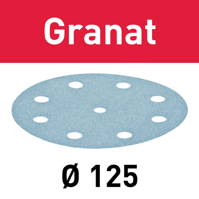 Festool STF D125/8 P320 GR/10 Schleifscheibe Granat ( 497150 ) für RO 125, ES 125, ETS 125, ETSC 125, ES-ETS 125, ES-ETSC 125, ETS EC 125, LEX 125