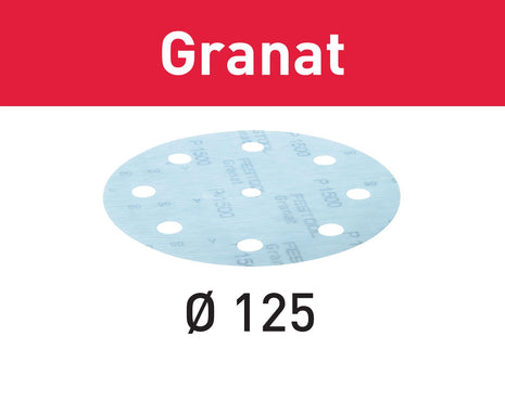 Disco abrasivo Festool STF D125/8 P800 GR/50 granate (497179) para RO 125, ES 125, ETS 125, ETSC 125, ES-ETS 125, ES-ETSC 125, ETS EC 125, LEX 125