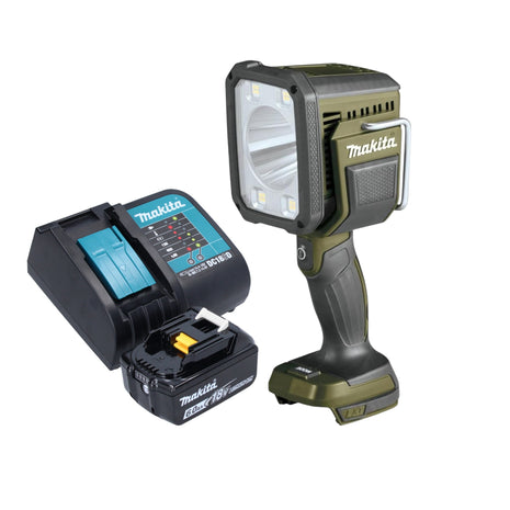 Makita DML 812 SG1 lampada a mano a batteria 18 V 1250 lm LED verde oliva avventura outdoor edizione speciale + 1x batteria ricaricabile 6,0 Ah + caricabatteria