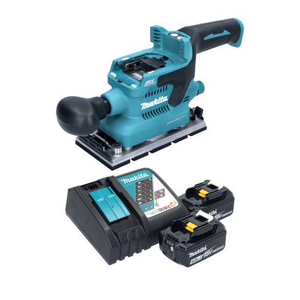 Makita DBO 380 RM levigatrice orbitale a batteria 18 V 93 x 185 mm brushless + 2x batteria ricaricabile 4,0 Ah + caricabatterie