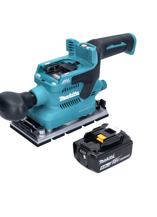 Makita DBO 380 T1 Akku Schwingschleifer 18 V 93 x 185 mm Brushless + 1x Akku 5,0 Ah - ohne Ladegerät