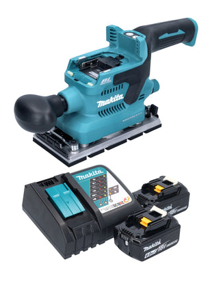 Makita DBO 380 RG Akku Schwingschleifer 18 V 93 x 185 mm Brushless + 2x Akku 6,0 Ah + Ladegerät