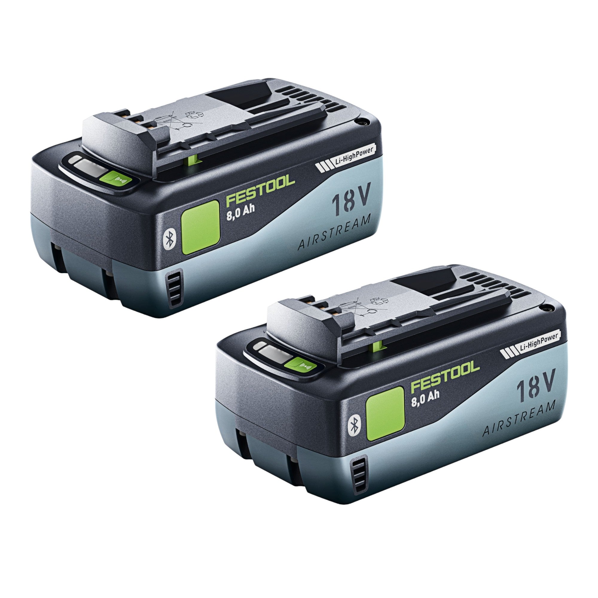 Festool Akku Set 2x BP 18 Li 8 0 HP ASI Akku 18 V 8 0 Ah 2x 577323 8000 mAh Li ion mit Ladestandanzeige 0 - toolbrothers