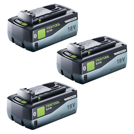 Set di batterie Festool 3x BP 18 Li 8.0 HP-ASI Batteria 18 V 8.0 Ah ( 3x 577323 ) 8000 mAh Li-ion con indicatore del livello di carica