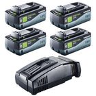 Festool 18V 4x8,0/SCA16 Energy Set 4x batteria 18 V 8,0 Ah ( 4x 577323 ) + caricatore ( 576953 )