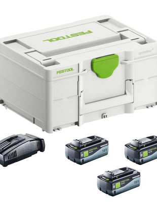 Festool SYS 18V 3x8,0/SCA16 Energie Set 3x Akku 18 V 8,0 Ah ( 3x 577323 ) + Ladegerät ( 576953 ) + Systainer