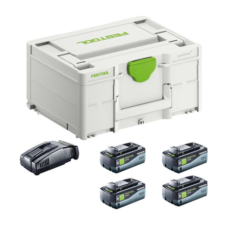 Festool SYS 18V 4x8,0/SCA16 Energie Set 4x Akku 18 V 8,0 Ah ( 4x 577323 ) + Ladegerät ( 576953 ) + Systainer