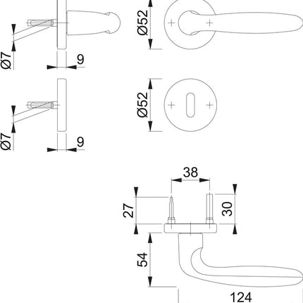 HOPPE Rosettengarnitur Verona 1510 / 42KB/42KBS Aluminium F1 ( 3000203132 )