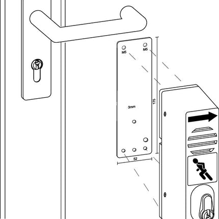 Piastra di montaggio GFS 901 670 Montaggio su porte tagliafuoco ( 3000250547 )